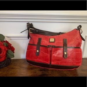 Dooney & Burke Retired Red Croc Leather Shoulder Bag